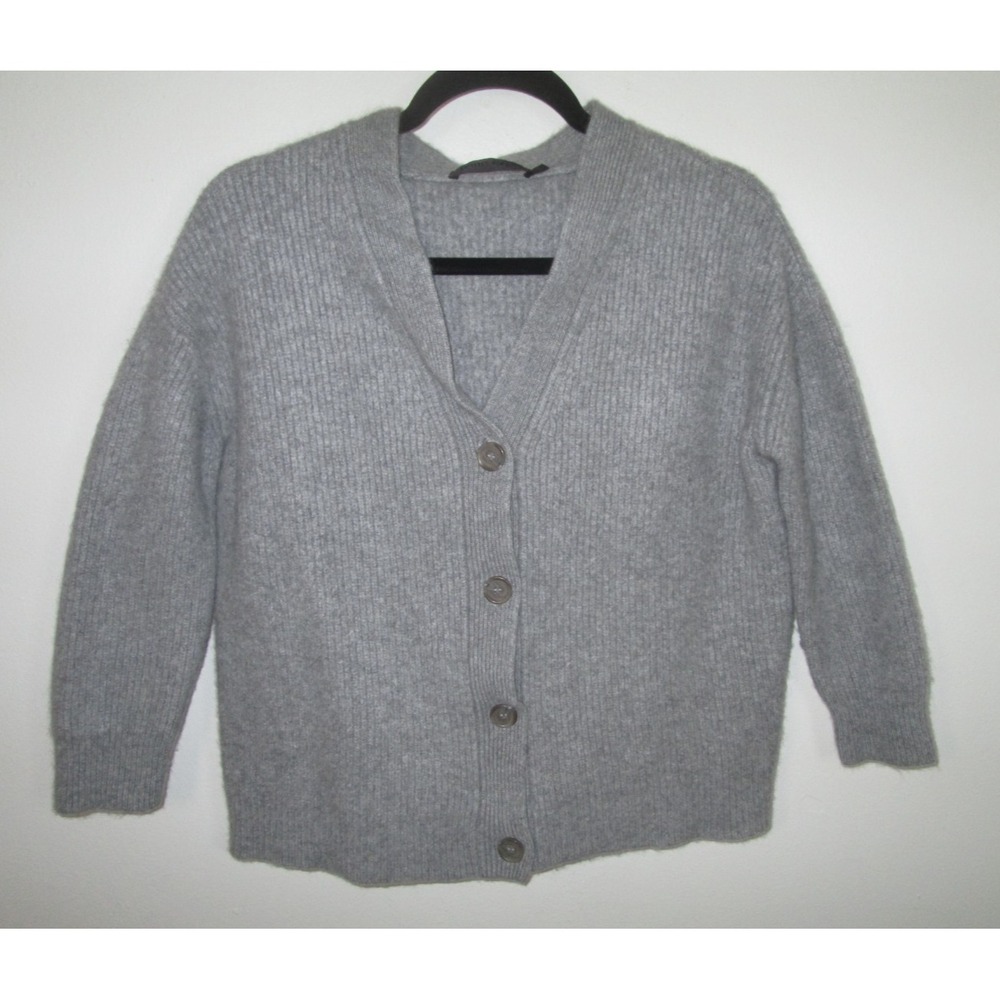 Jenni Kayne Cardigan Sweater Size Small Gray Cashmere Cocoon Knit Crooped